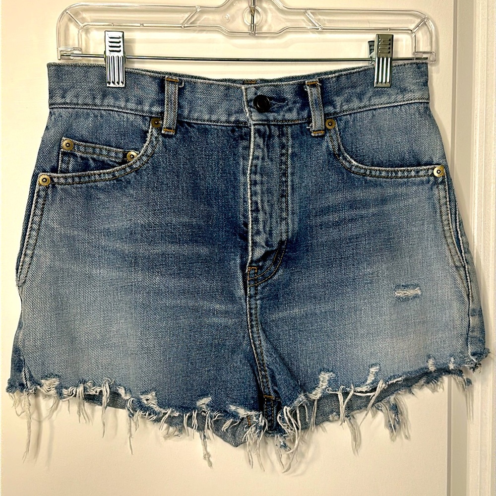 Saint Laurent (YSL) High Rise Denim Shorts